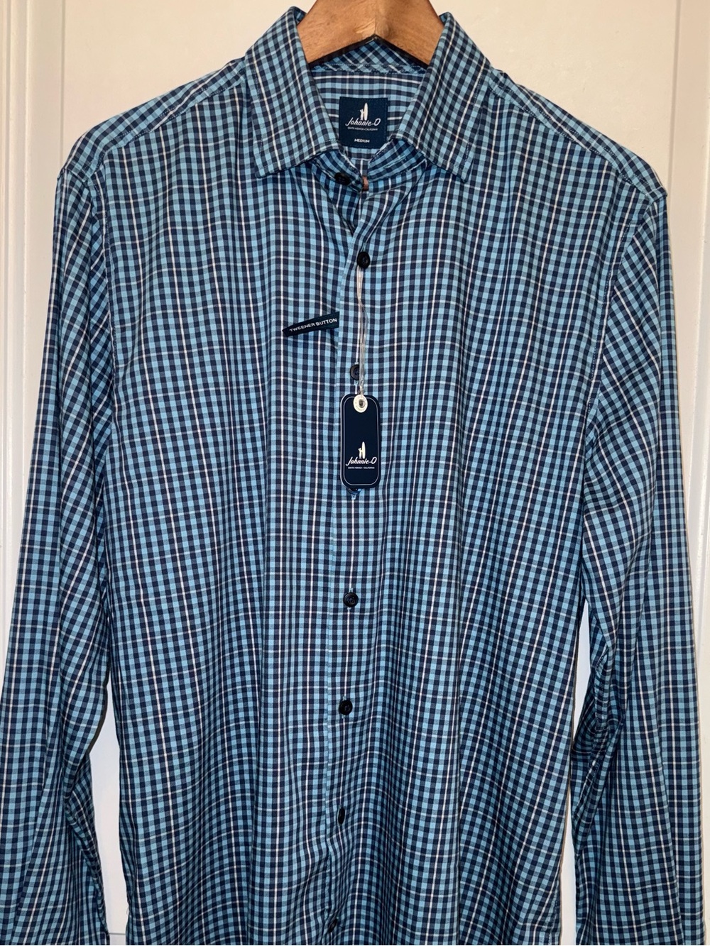 johnnie-O NWT “Kenney" Tweener Button Long Sleeve Shirt in “Mahalo” Blue Plaid